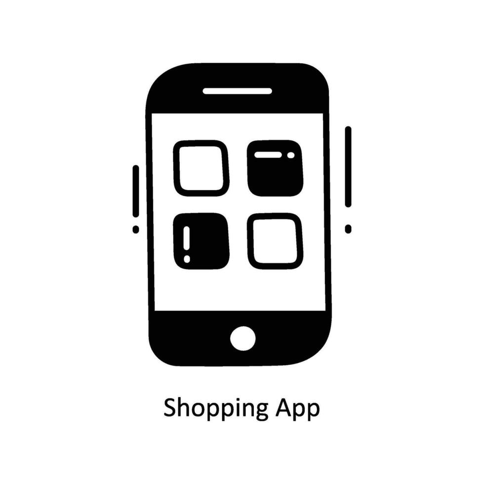 Shopping App doodle Icon Design illustration. Ecommerce and shopping Symbol on White background EPS 10 File vector