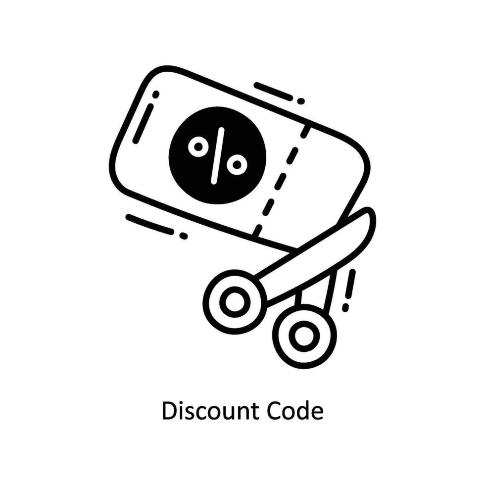 Discount Code doodle Icon Design illustration. Ecommerce and shopping Symbol on White background EPS 10 File vector