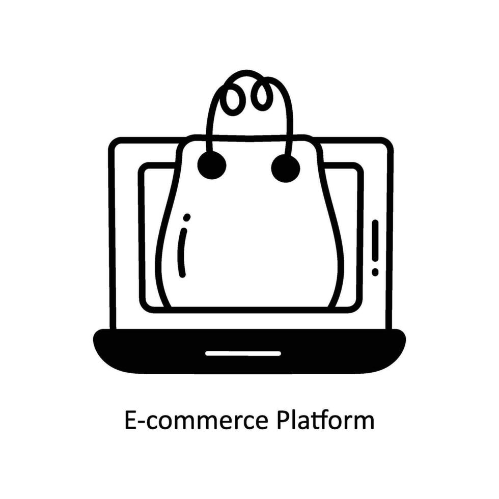 E-commerce Platform doodle Icon Design illustration. Ecommerce and shopping Symbol on White background EPS 10 File vector