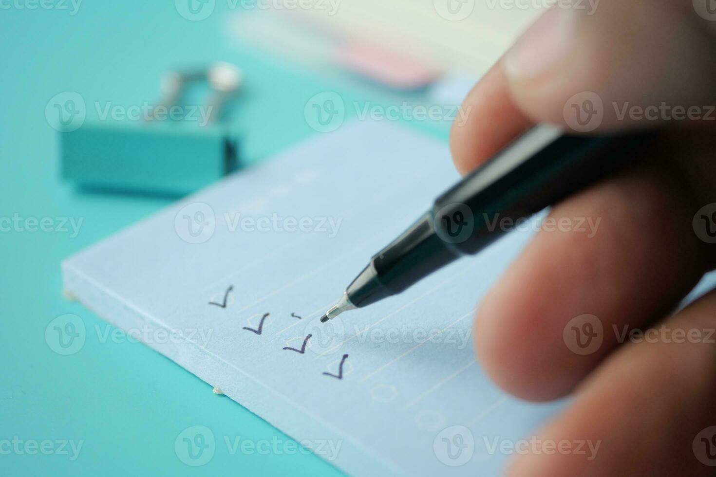 check mark on a check box on a paper photo