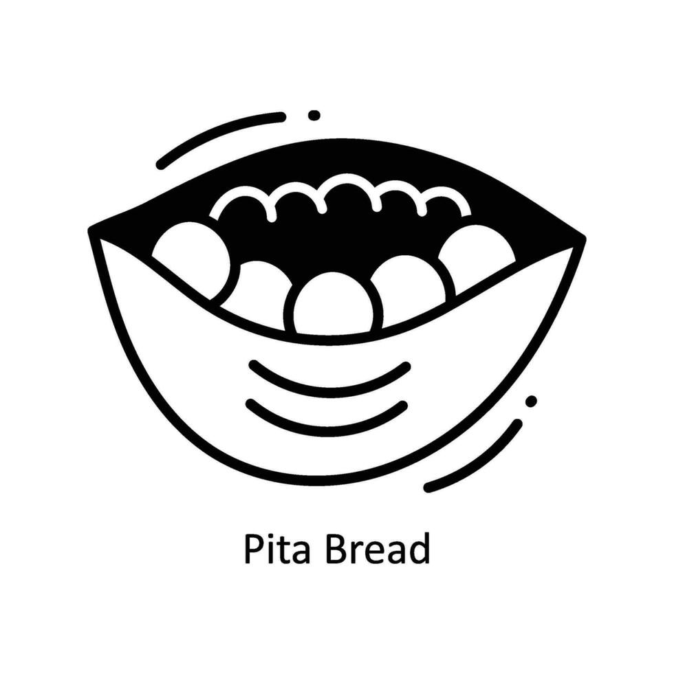 Pita Bread doodle Icon Design illustration. Food and Drinks Symbol on White background EPS 10 File vector