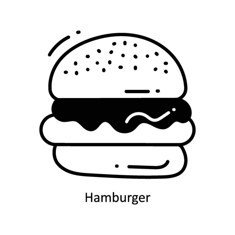 Hamburger doodle Icon Design illustration. Food and Drinks Symbol on White background EPS 10 File vector