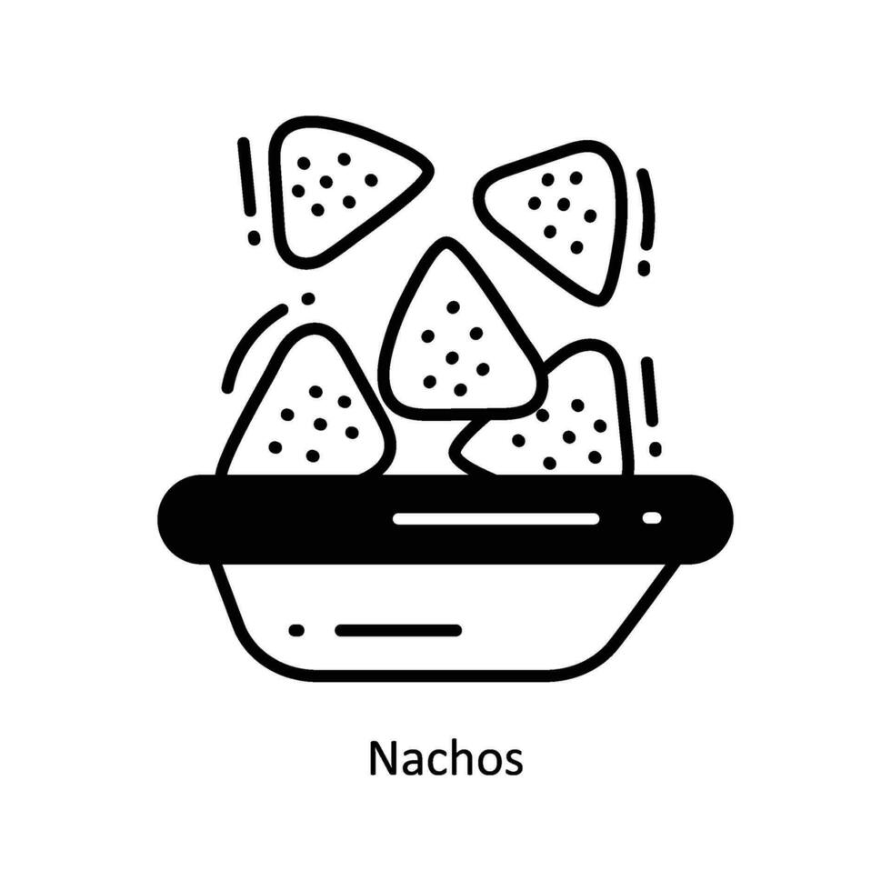 Nachos doodle Icon Design illustration. Food and Drinks Symbol on White background EPS 10 File vector