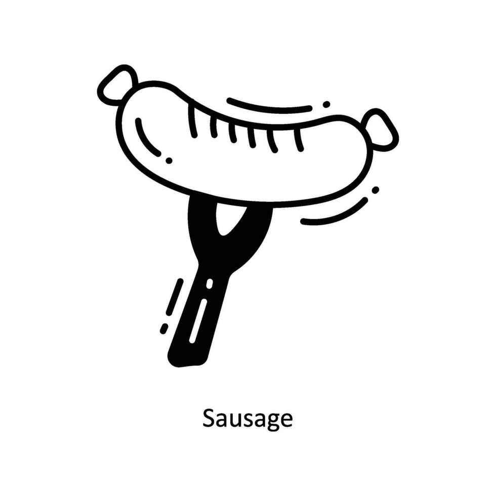 Sausage doodle Icon Design illustration. Food and Drinks Symbol on White background EPS 10 File vector