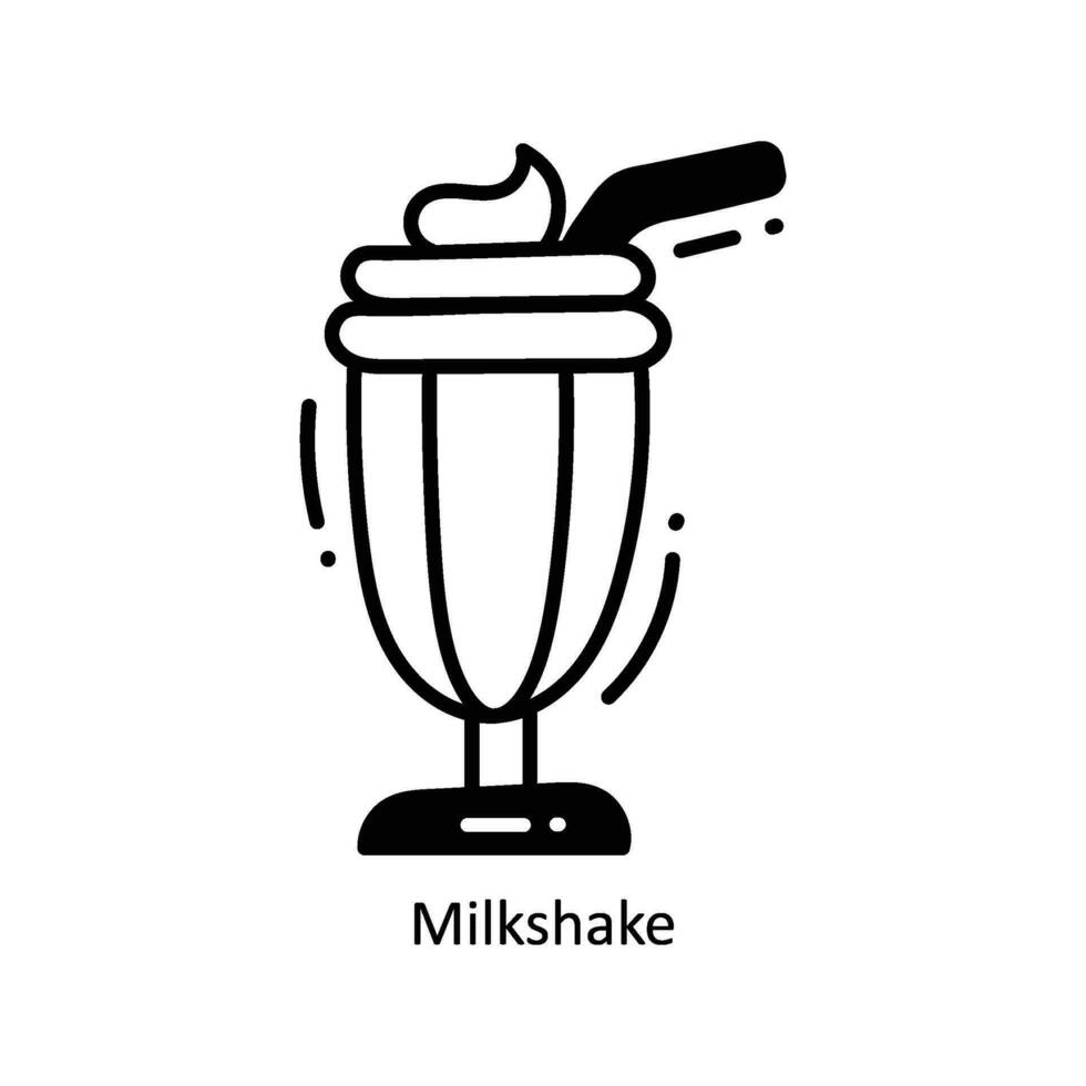 Milkshake doodle Icon Design illustration. Food and Drinks Symbol on White background EPS 10 File vector