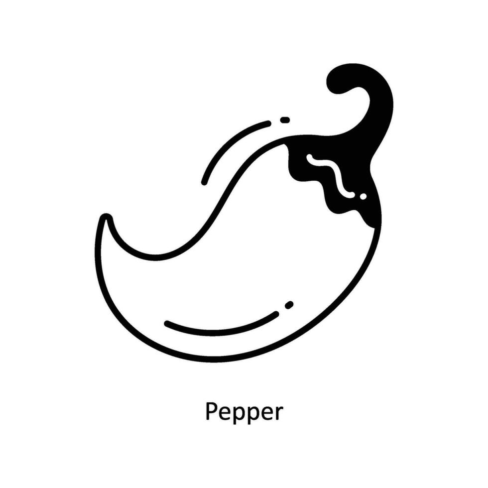 Pepper doodle Icon Design illustration. Food and Drinks Symbol on White background EPS 10 File vector