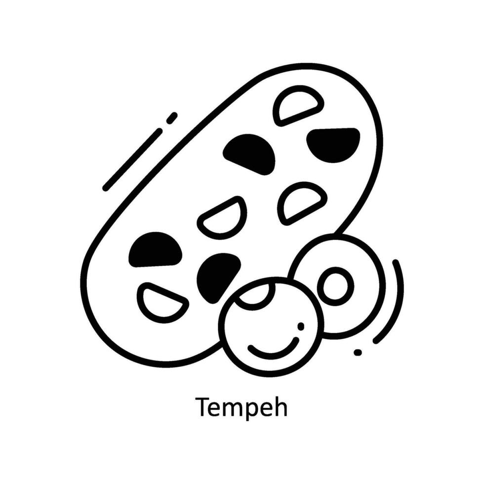 Tempeh doodle Icon Design illustration. Food and Drinks Symbol on White background EPS 10 File vector