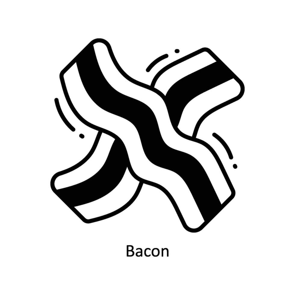 Bacon doodle Icon Design illustration. Food and Drinks Symbol on White background EPS 10 File vector