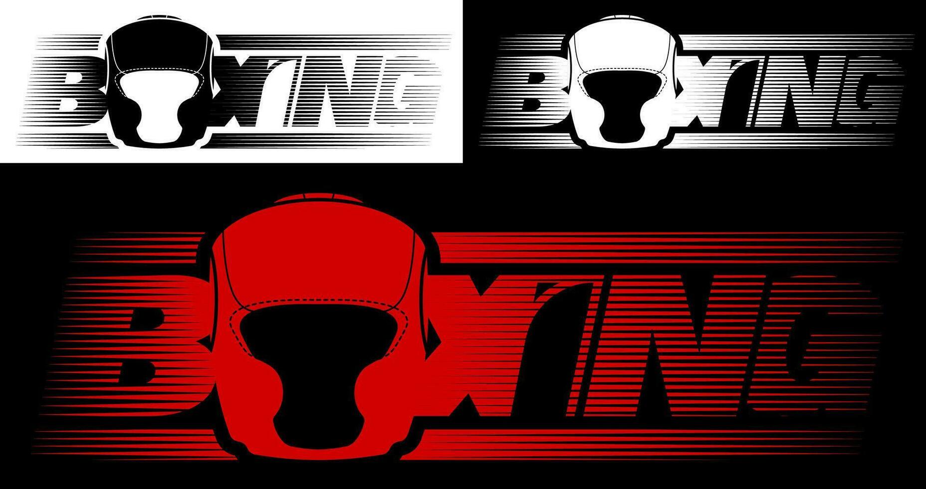 boxeo emblema. inscripción con nombre de deporte juego boxeo desde líneas con letra o en formar de protector deporte casco. diseño elemento, impresión para ropa. vector