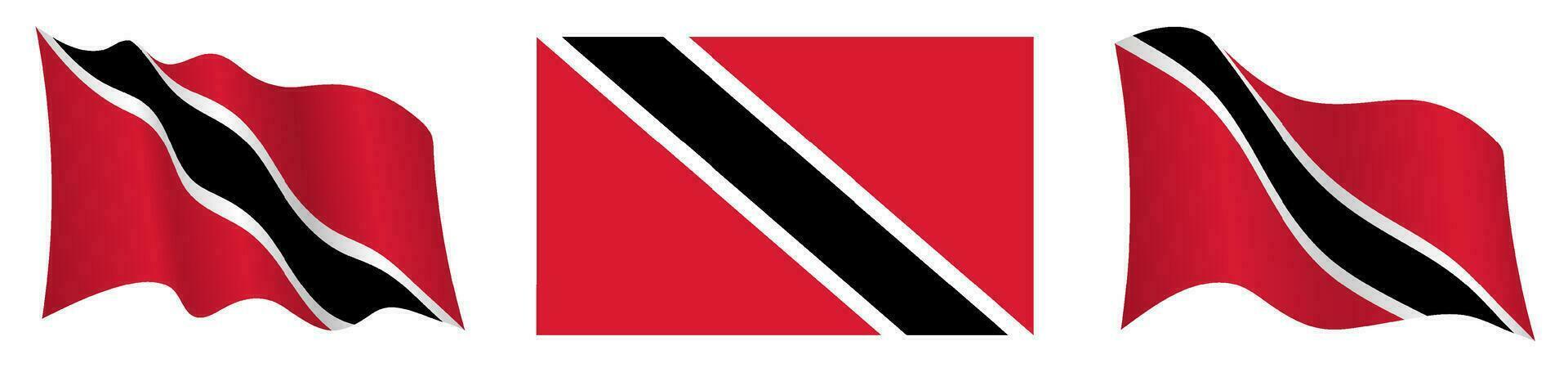 flag of Trinidad and Tobago in static position and in motion, fluttering in wind in exact colors and sizes, on white background vector