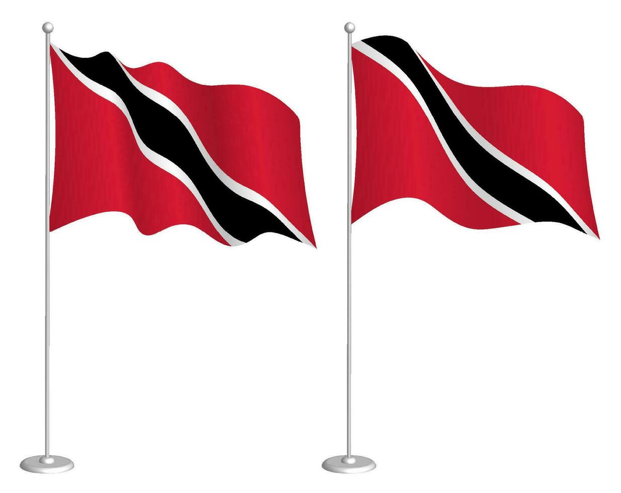 bandera de trinidad y tobago en asta de bandera ondulación en viento. fiesta diseño elemento. control para mapa simbolos aislado vector en blanco antecedentes