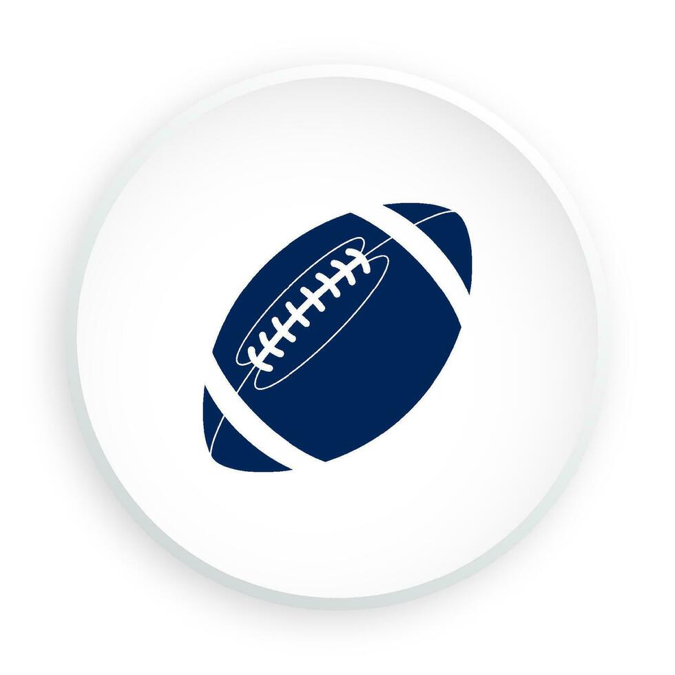 Sports ball for playing American football icon in neomorphism style for mobile app. Button for mobile application or web. Vector on white background