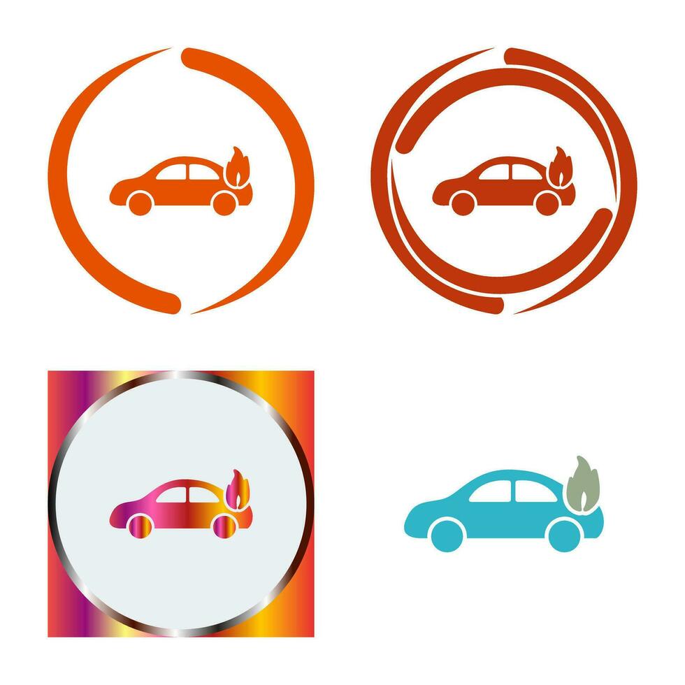 Unique Car on Fire Vector Icon