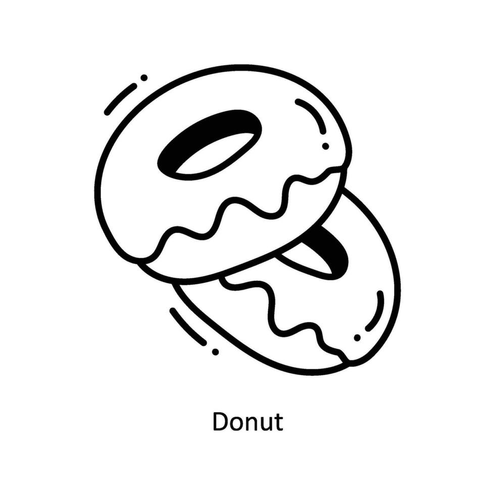 Donut doodle Icon Design illustration. Food and Drinks Symbol on White background EPS 10 File vector