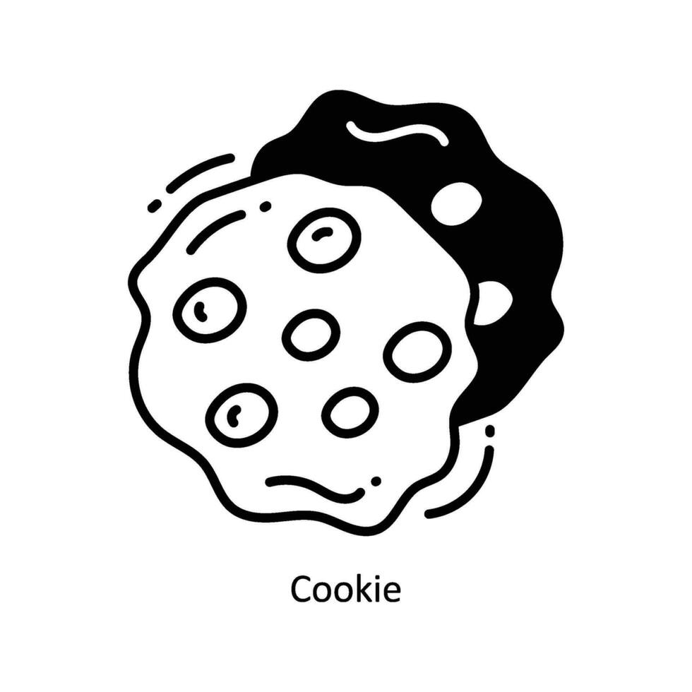 Cookie doodle Icon Design illustration. Food and Drinks Symbol on White background EPS 10 File vector
