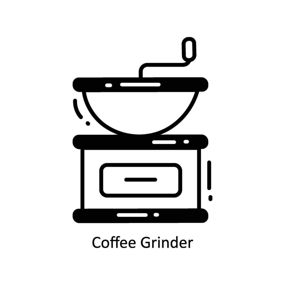 café amoladora garabatear icono diseño ilustración. comida y bebidas símbolo en blanco antecedentes eps 10 archivo vector