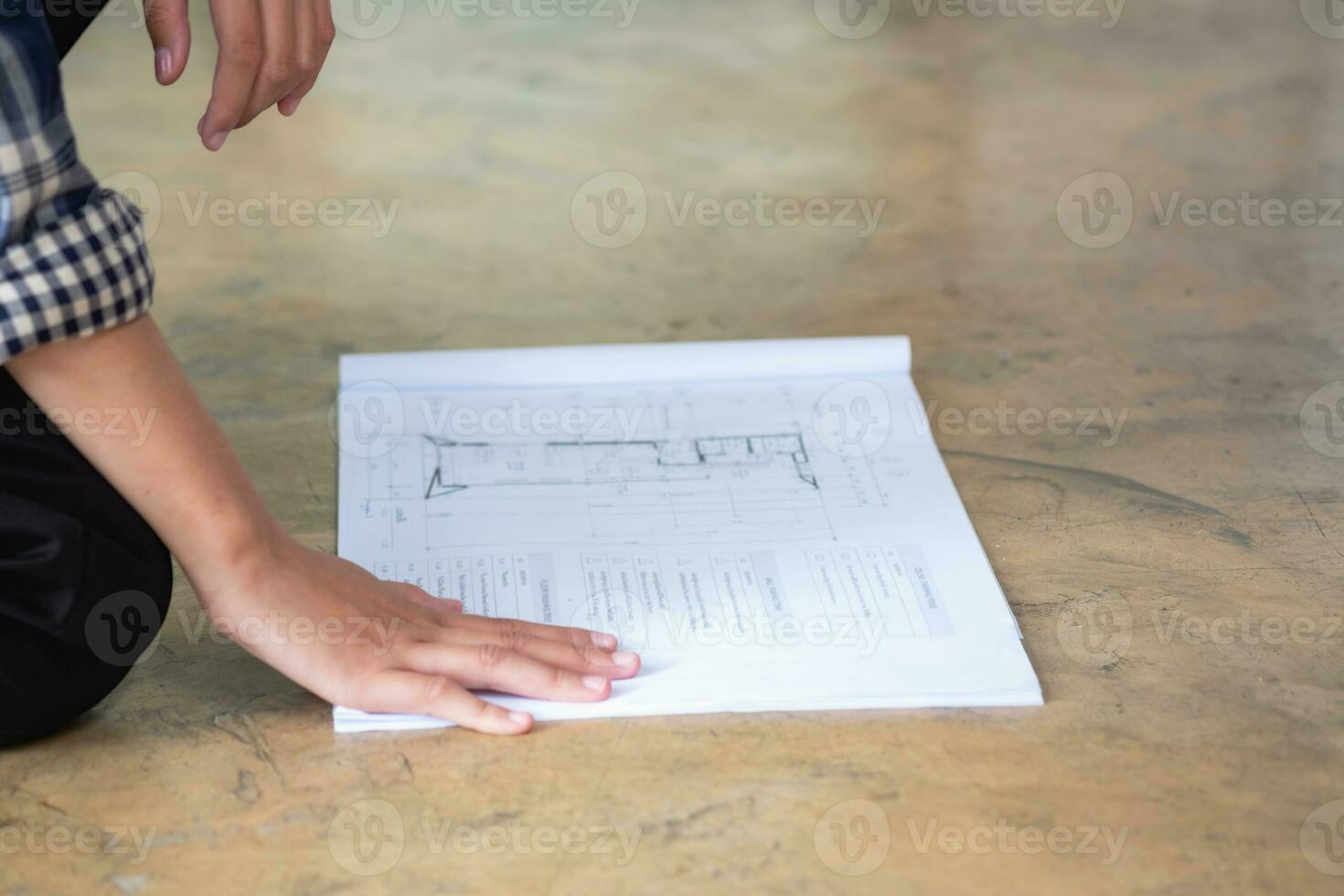 Concept meeting engineers or architects for projects working with partners and engineering tools to create models and blueprints at the job site. construction concept. Engineer concept. photo