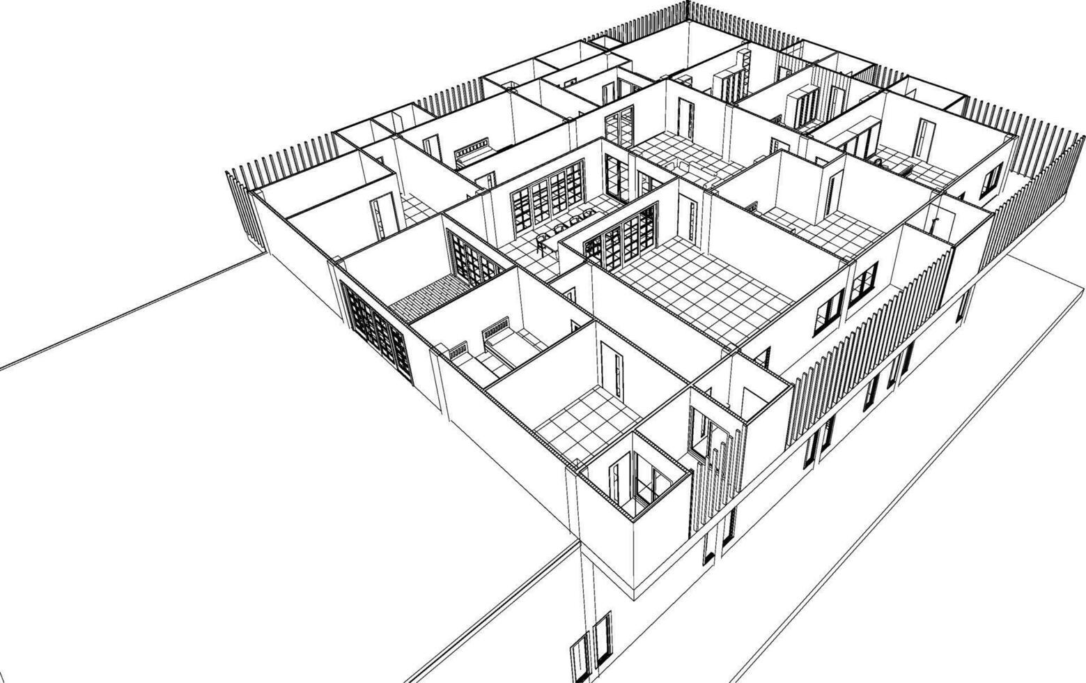 Ilustración 3D del proyecto de construcción vector