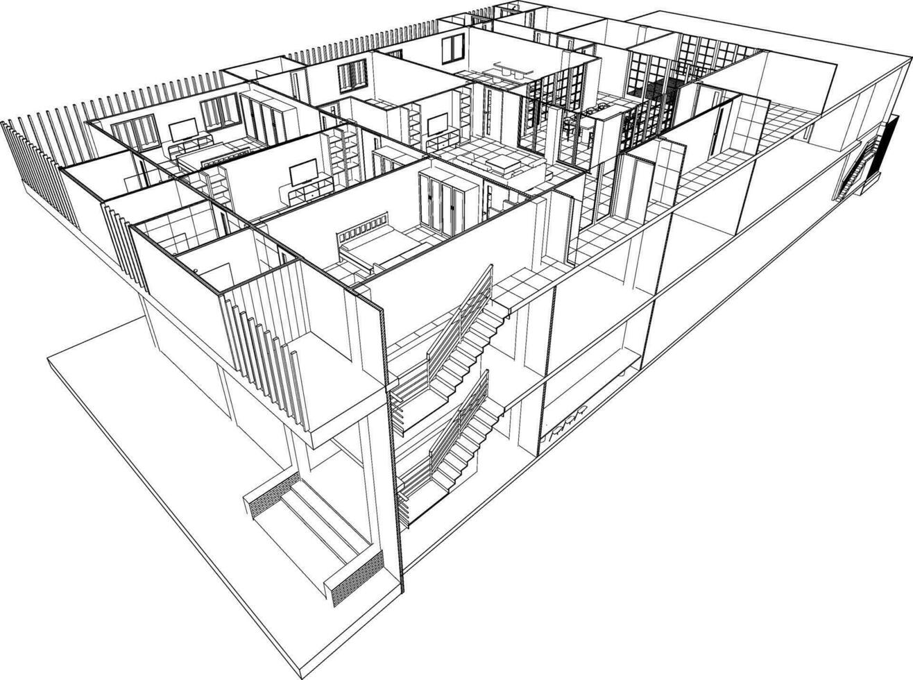 3D illustration of building project vector