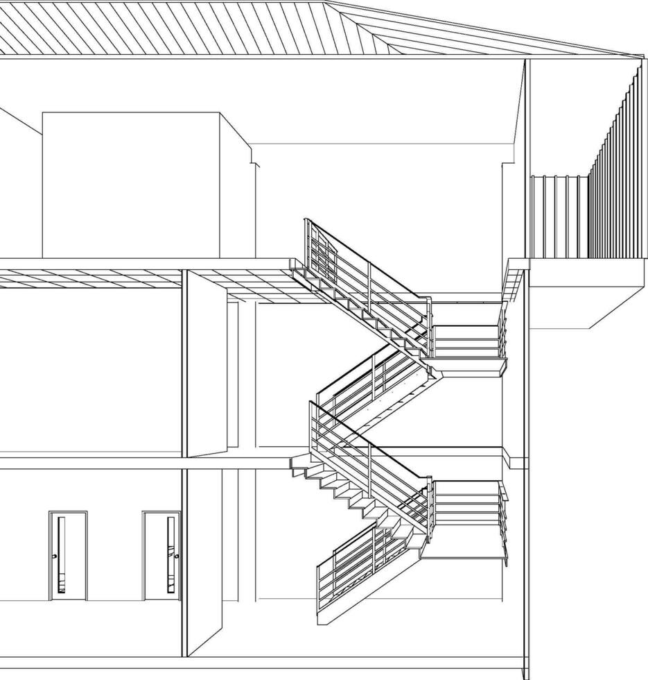 Ilustración 3D del proyecto de construcción vector