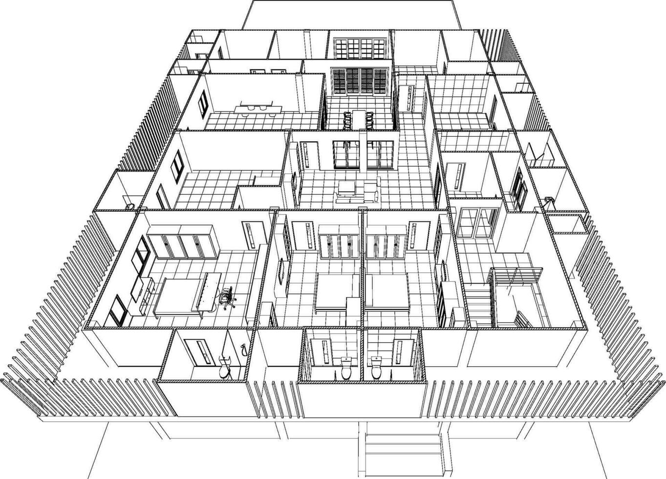 Ilustración 3D del proyecto de construcción vector