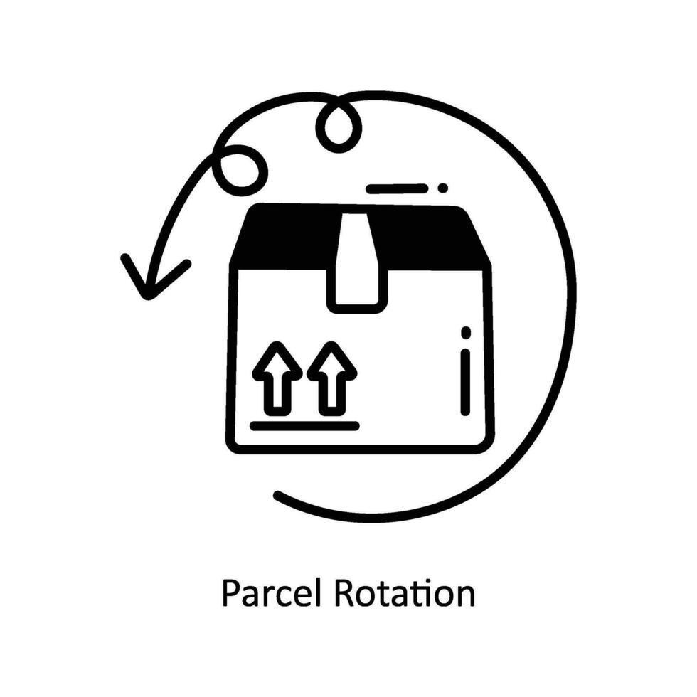 paquete o empaquetar rotación garabatear icono diseño ilustración. logística y entrega símbolo en blanco antecedentes eps 10 archivo vector