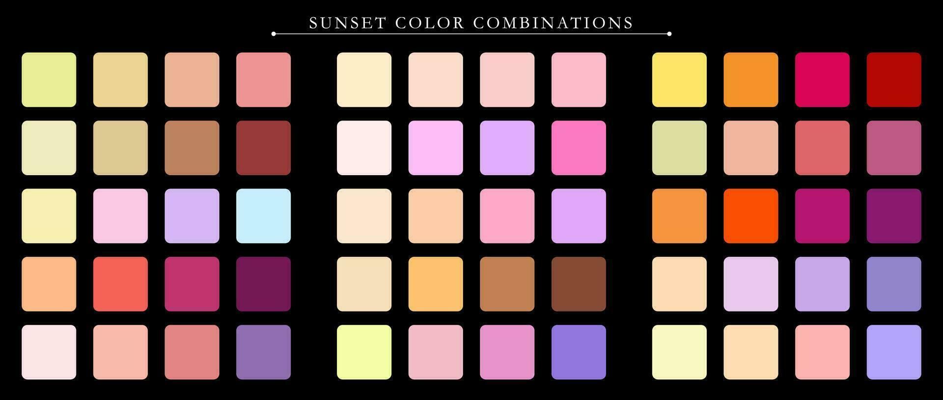 Sunset palette. Trend color palette guide template. An example of a color palette. Forecast of the future color trend. Match color combinations. Vector graphics. Eps 10.