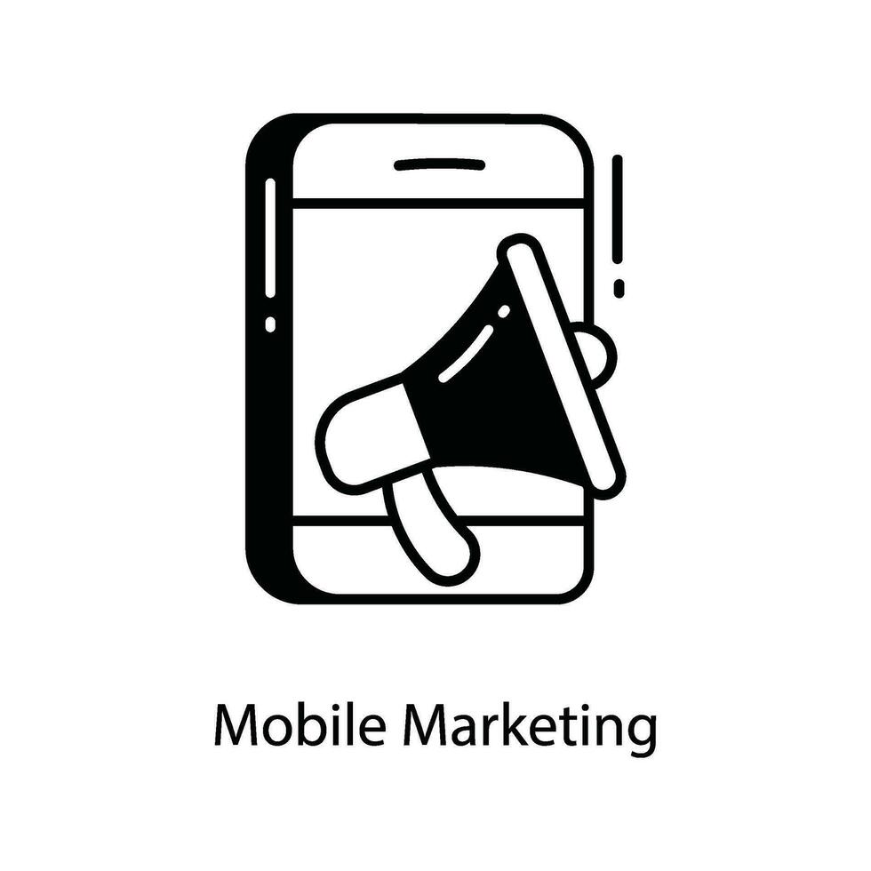 Mobile Marketing doodle Icon Design illustration. Marketing Symbol on White background EPS 10 File vector