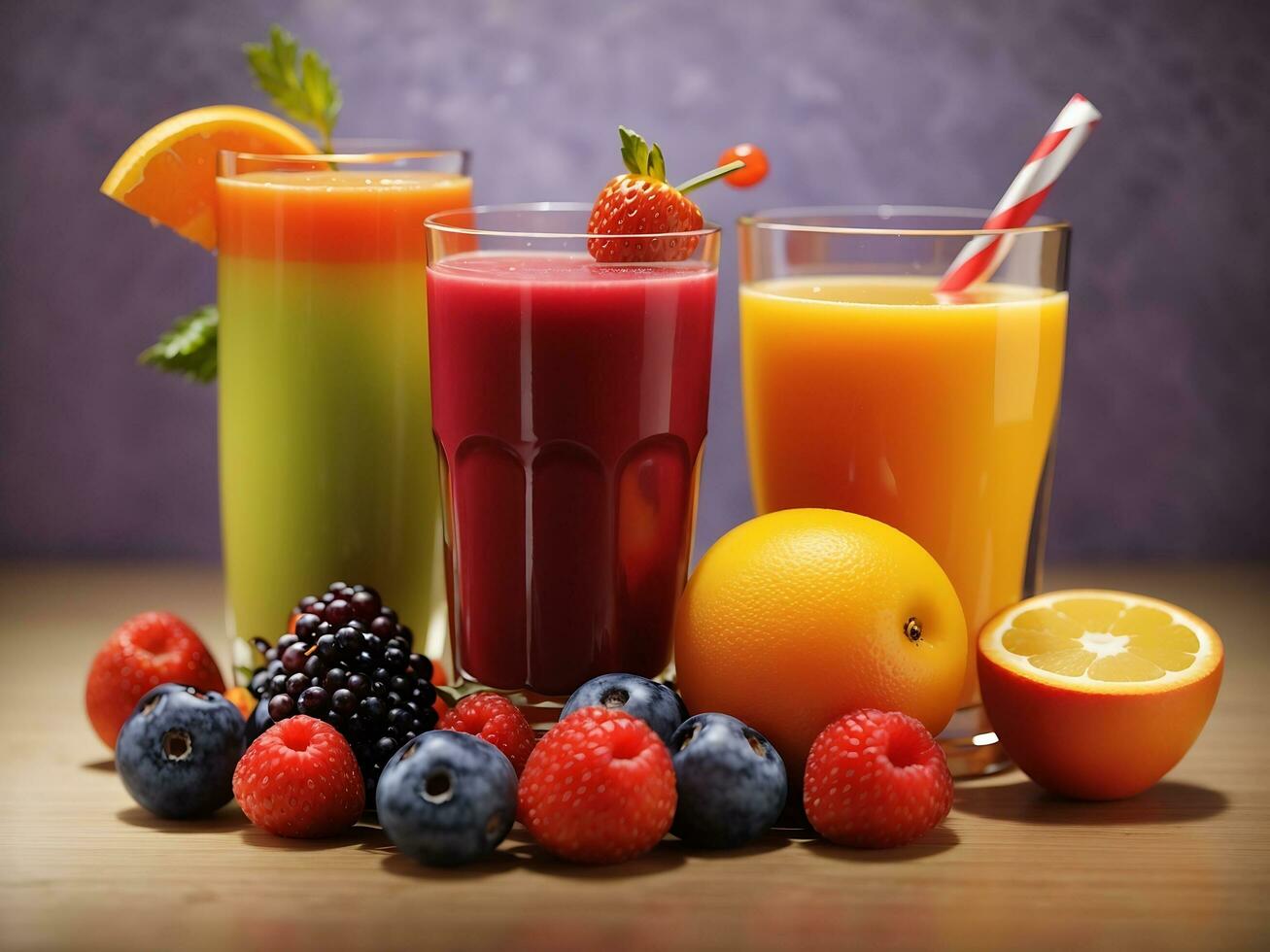 Free Photo Fruit and Juice Generative Ai