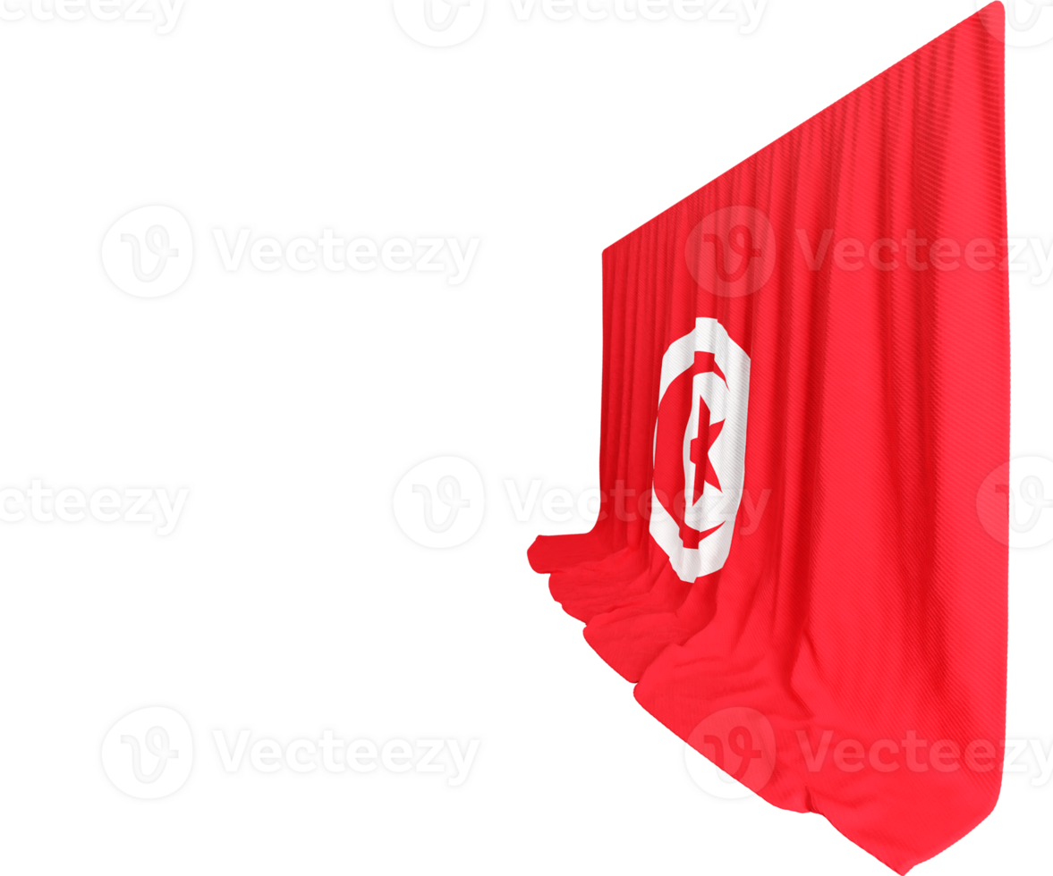 Tunisia Flag Curtain in 3D Rendering called Flag of Tunisia png