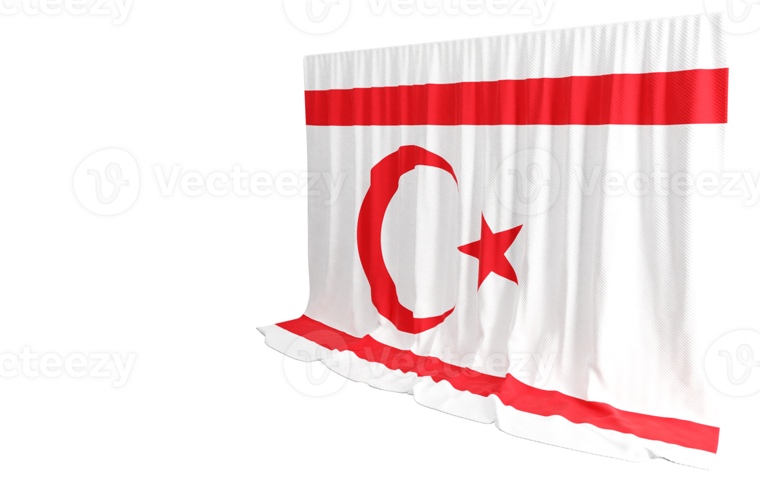 Turkish Republic of Northern Cyprus Flag Curtain in 3D Rendering called Flag of Turkish Republic of Northern Cyprus png