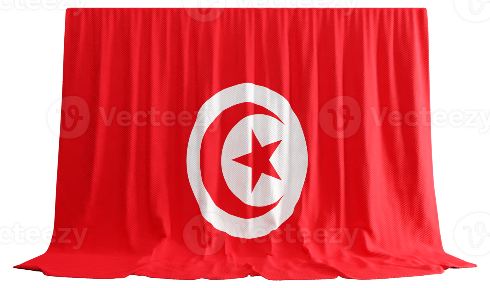 Tunisia Flag Curtain in 3D Rendering called Flag of Tunisia png