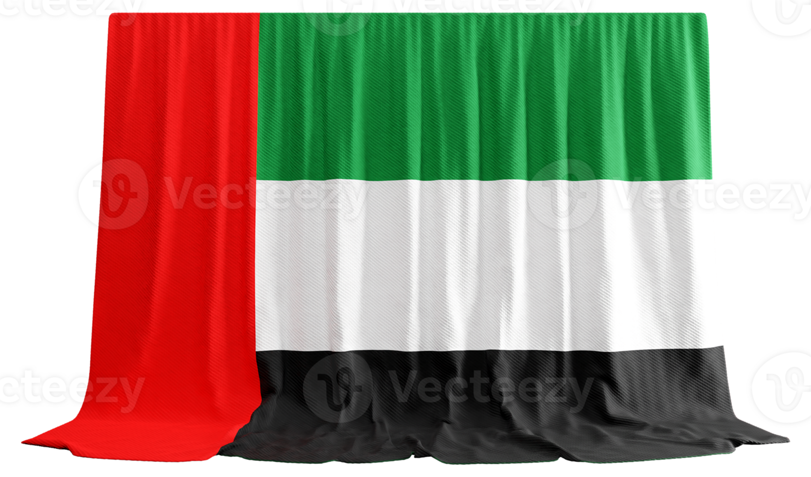 unido árabe emiratos bandera cortina en 3d representación llamado bandera de unido árabe emiratos png