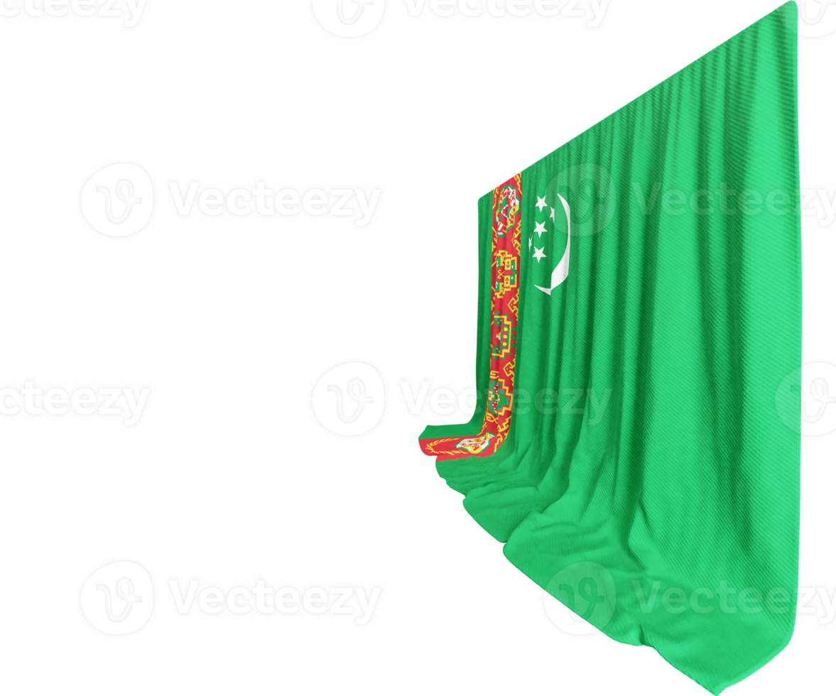 Turkmenistan Flag Curtain in 3D Rendering called Flag of Turkmenistan png