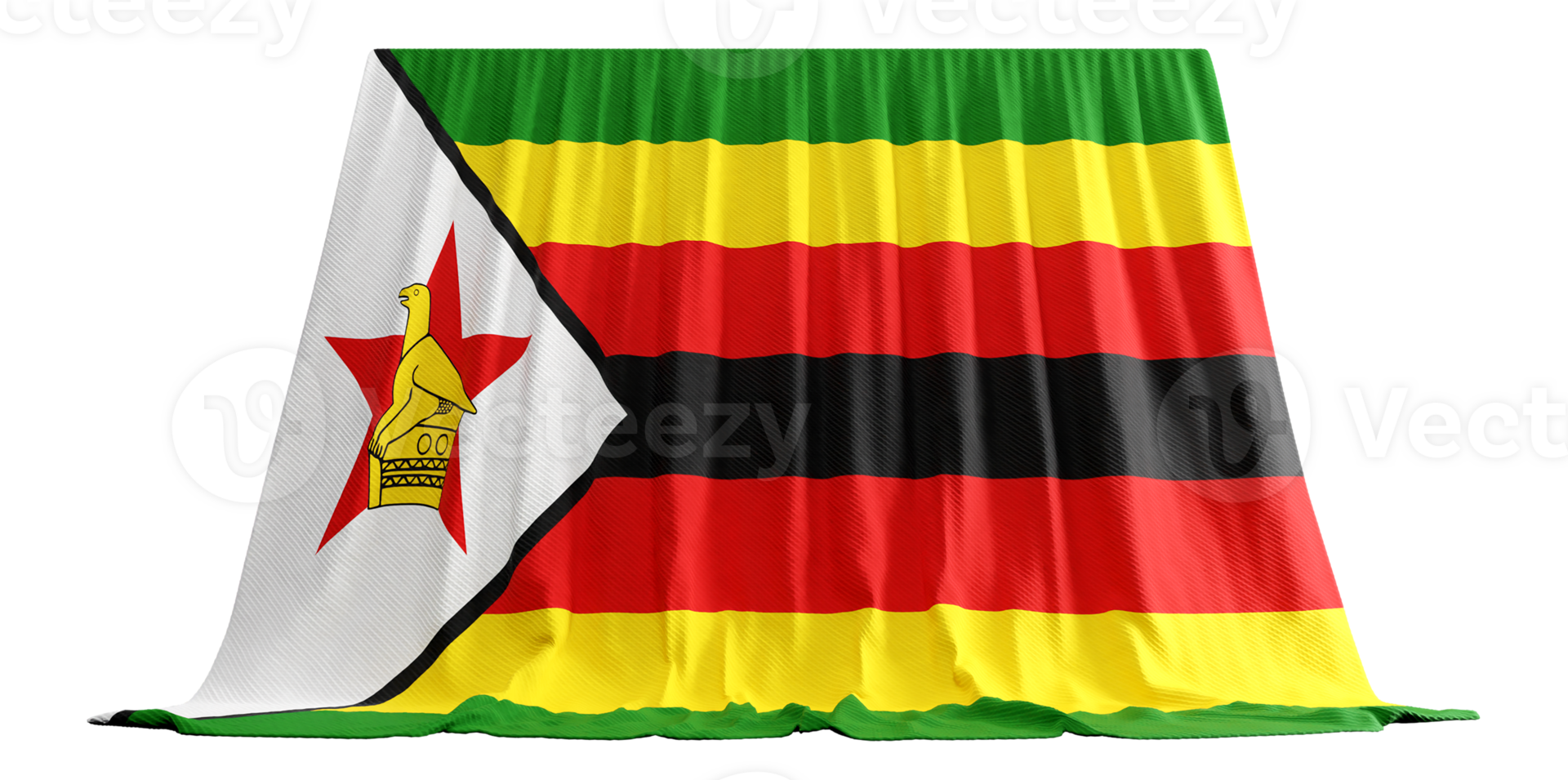 Zimbabwe Flag Curtain in 3D Rendering called Flag of Zimbabwe png