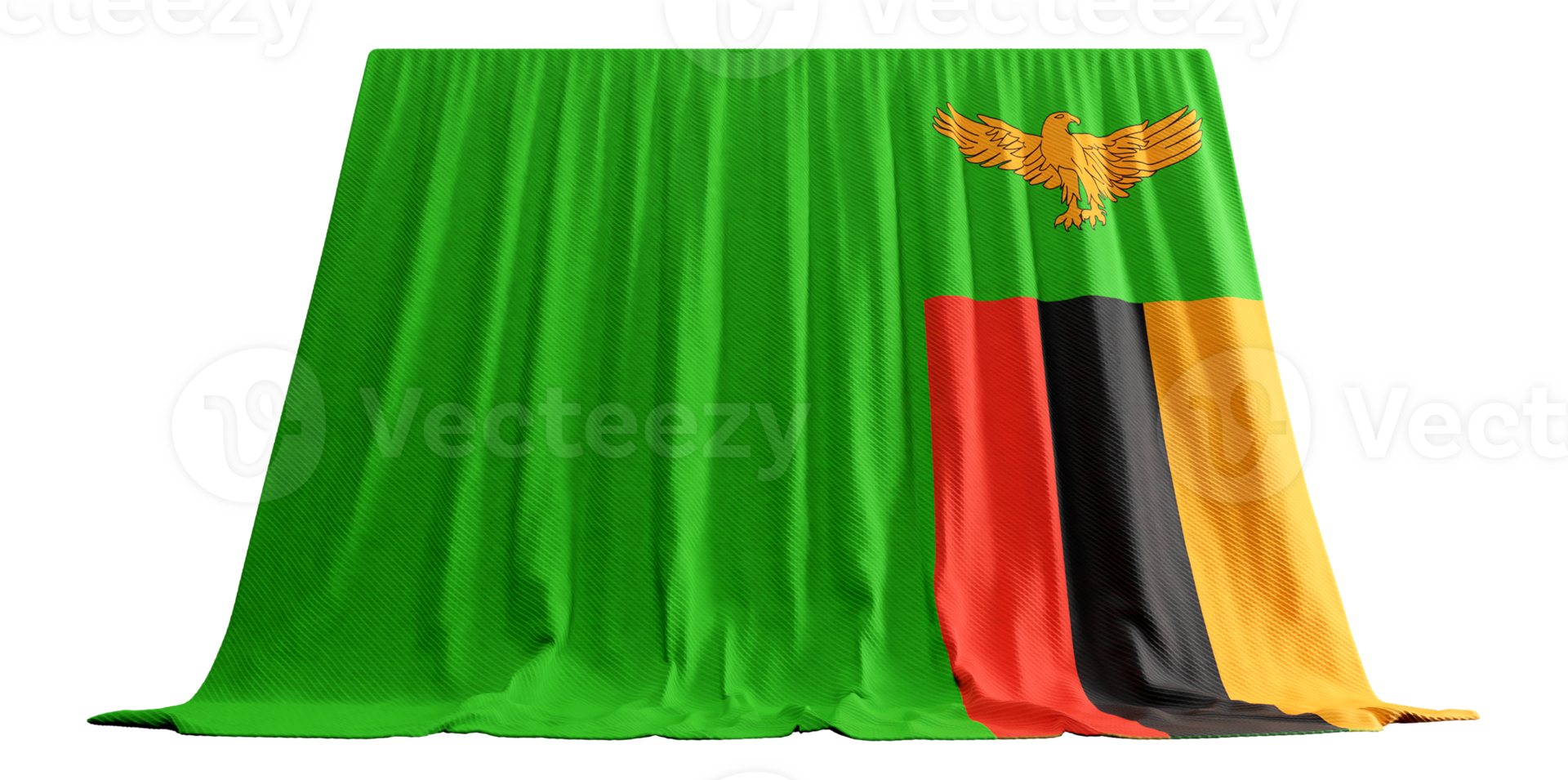 Zambia Flag Curtain in 3D Rendering called Flag of Zambia png