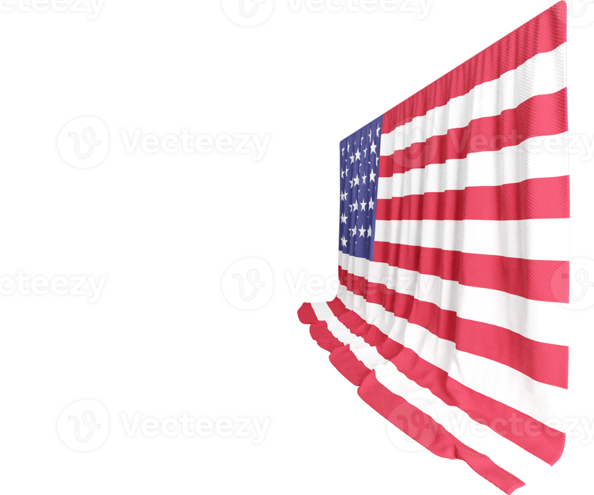 United States Flag Curtain in 3D Rendering called Flag of United States png