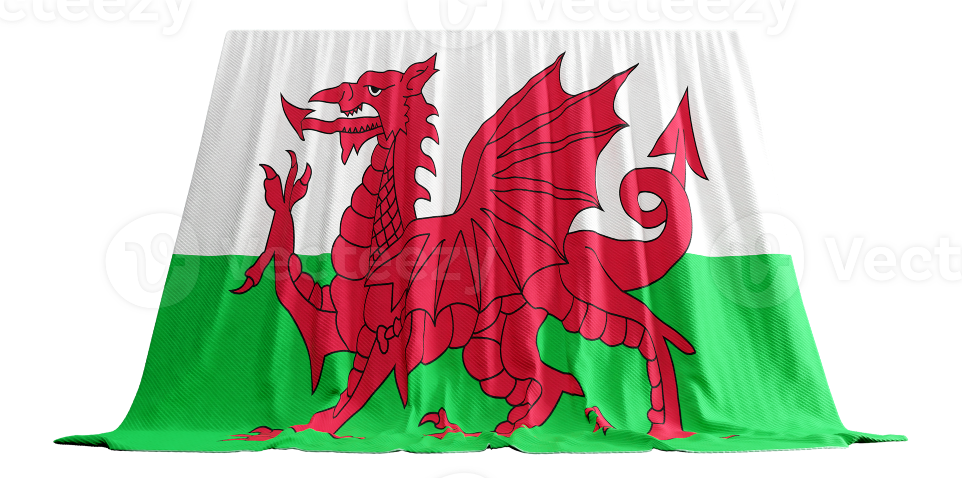 Wales Flag Curtain in 3D Rendering called Flag of Wales png