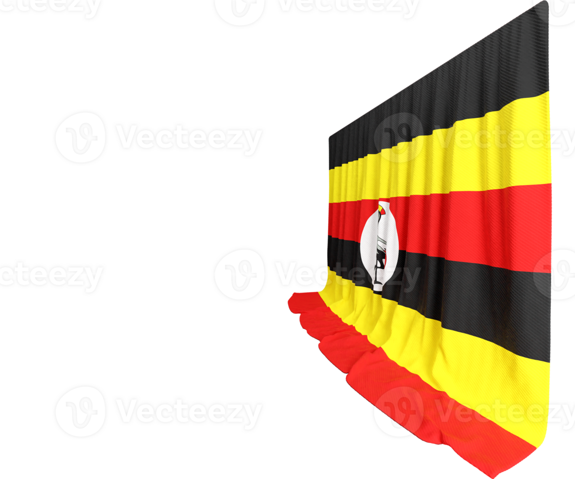 Uganda Flag Curtain in 3D Rendering called Flag of Uganda png