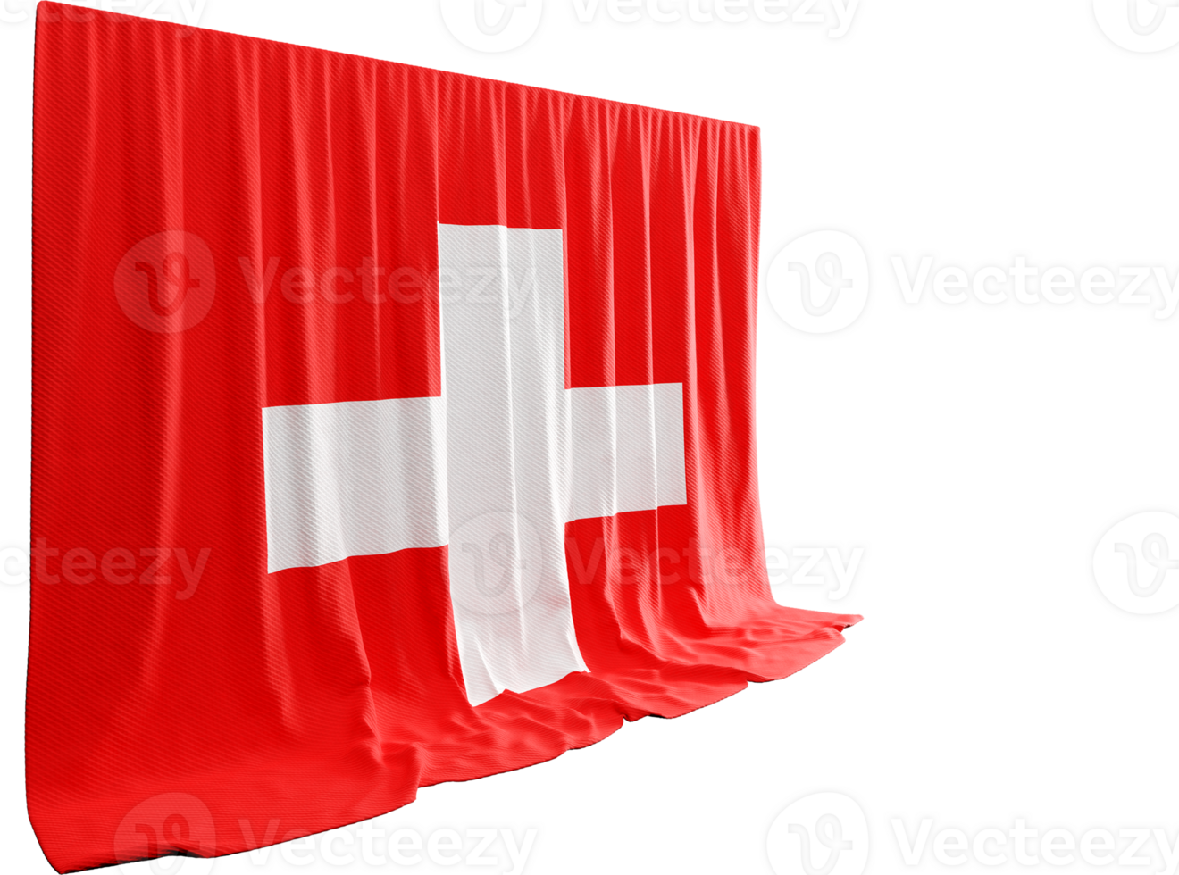Switzerland Flag Curtain in 3D Rendering called Flag of Switzerland png