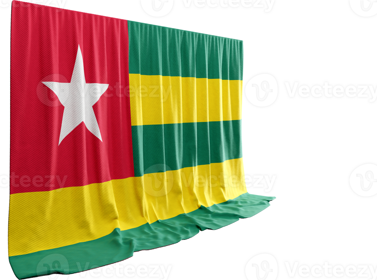 Togo Flag Curtain in 3D Rendering called Flag of Togo png