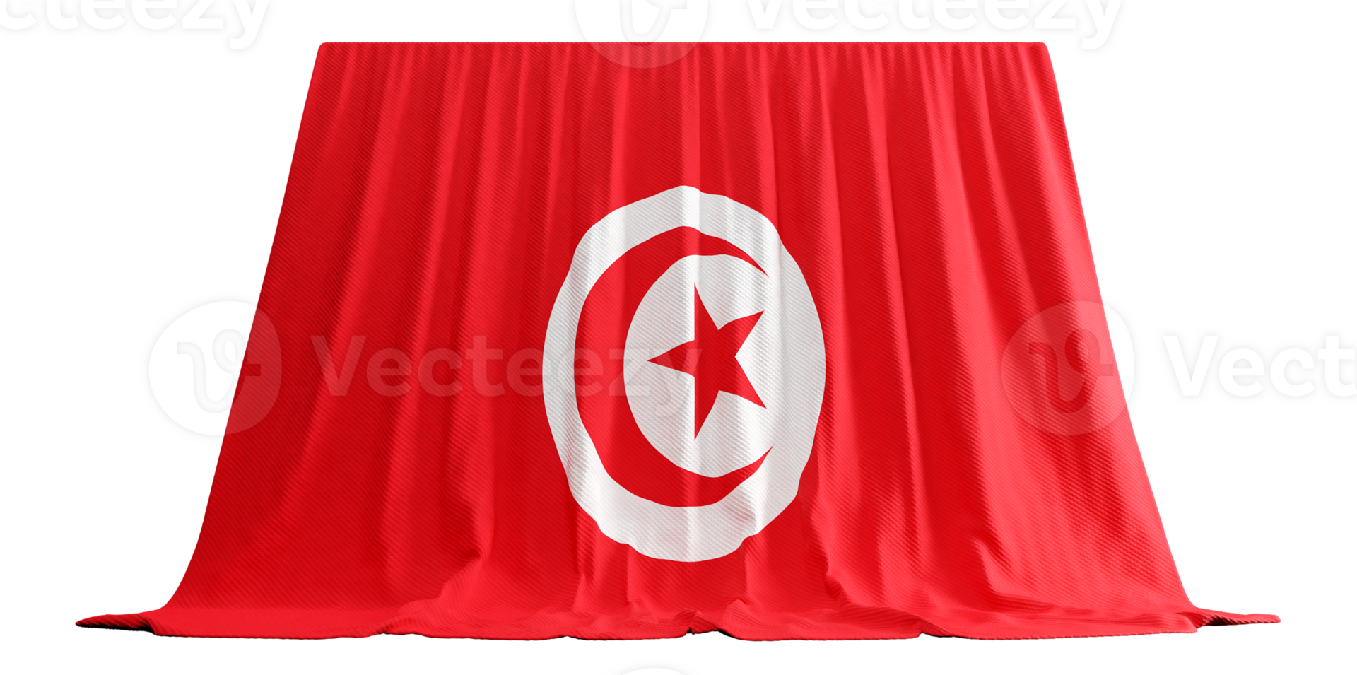 Tunisia Flag Curtain in 3D Rendering called Flag of Tunisia png