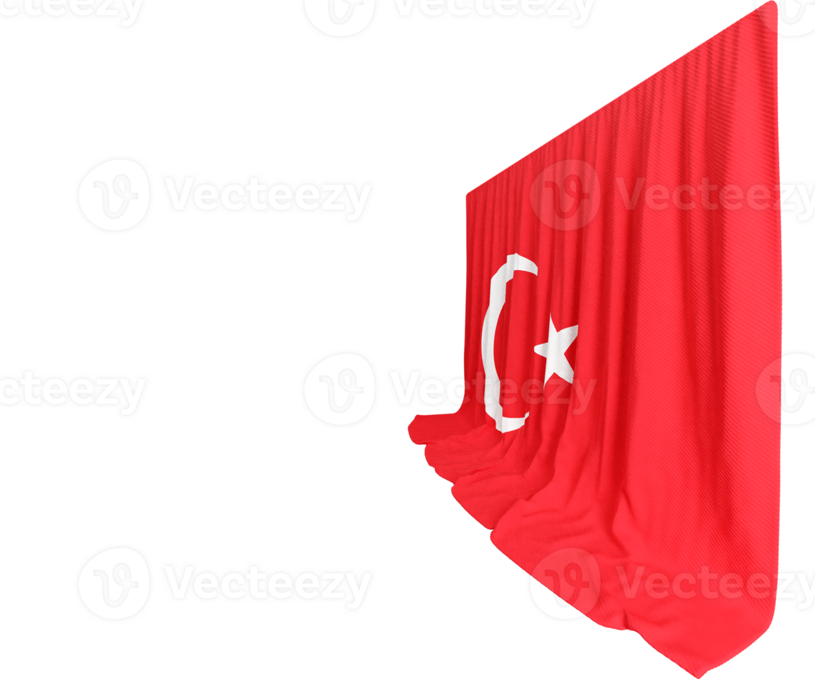Turkey Flag Curtain in 3D Rendering called Flag of Turkey png