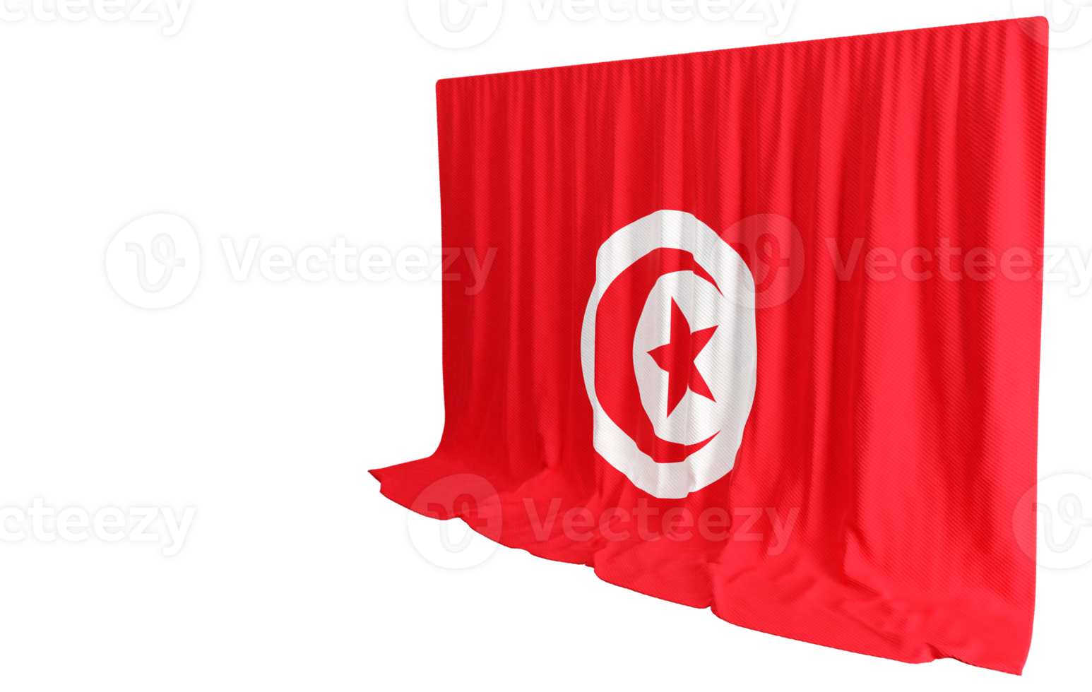 Tunisia Flag Curtain in 3D Rendering called Flag of Tunisia png
