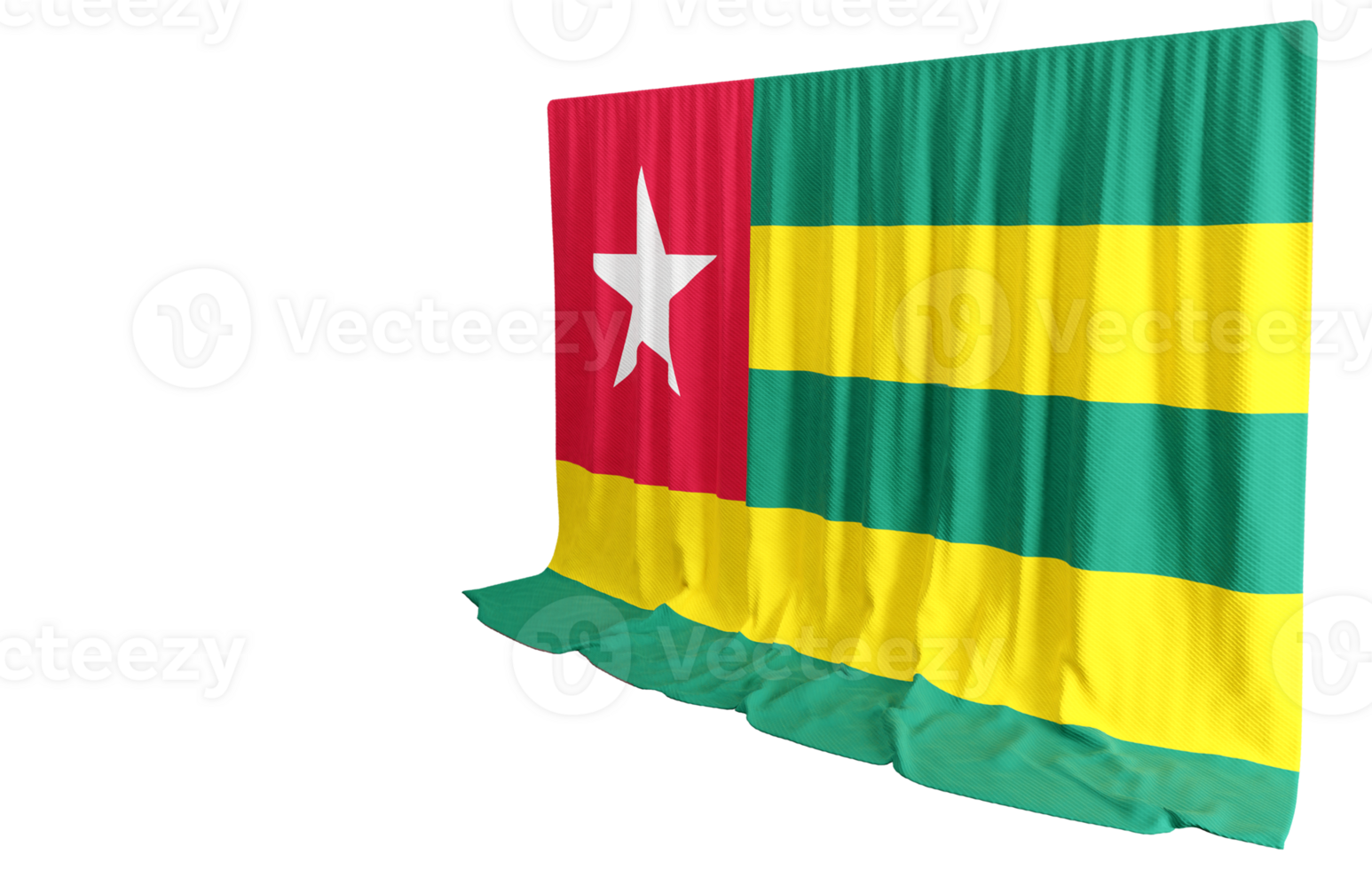 Togo Flag Curtain in 3D Rendering called Flag of Togo png
