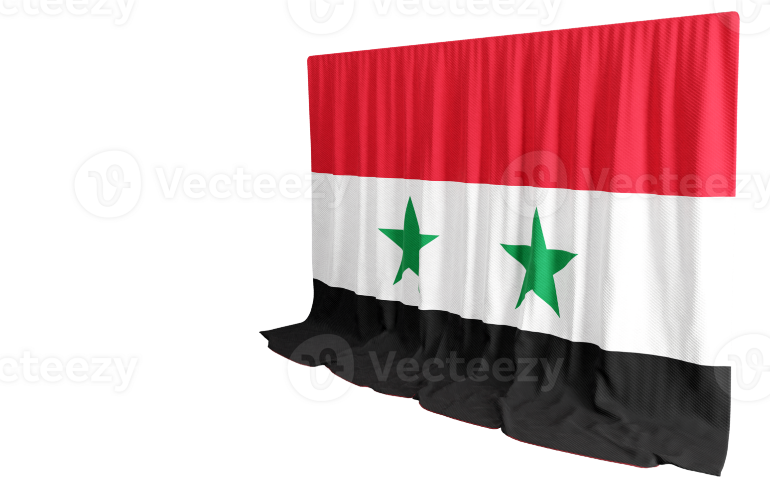 Siria bandera cortina en 3d representación llamado bandera de Siria png