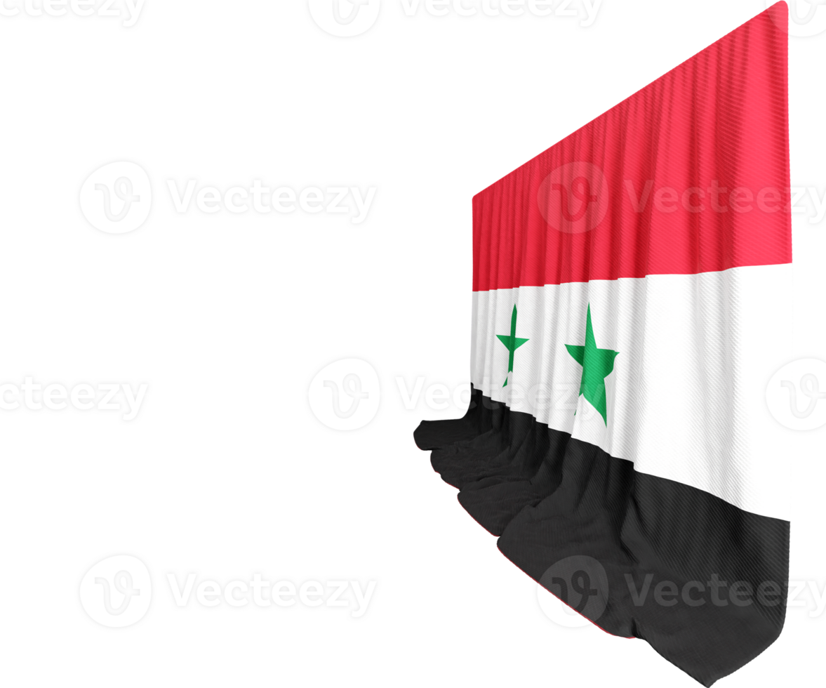 Syria Flag Curtain in 3D Rendering called Flag of Syria png