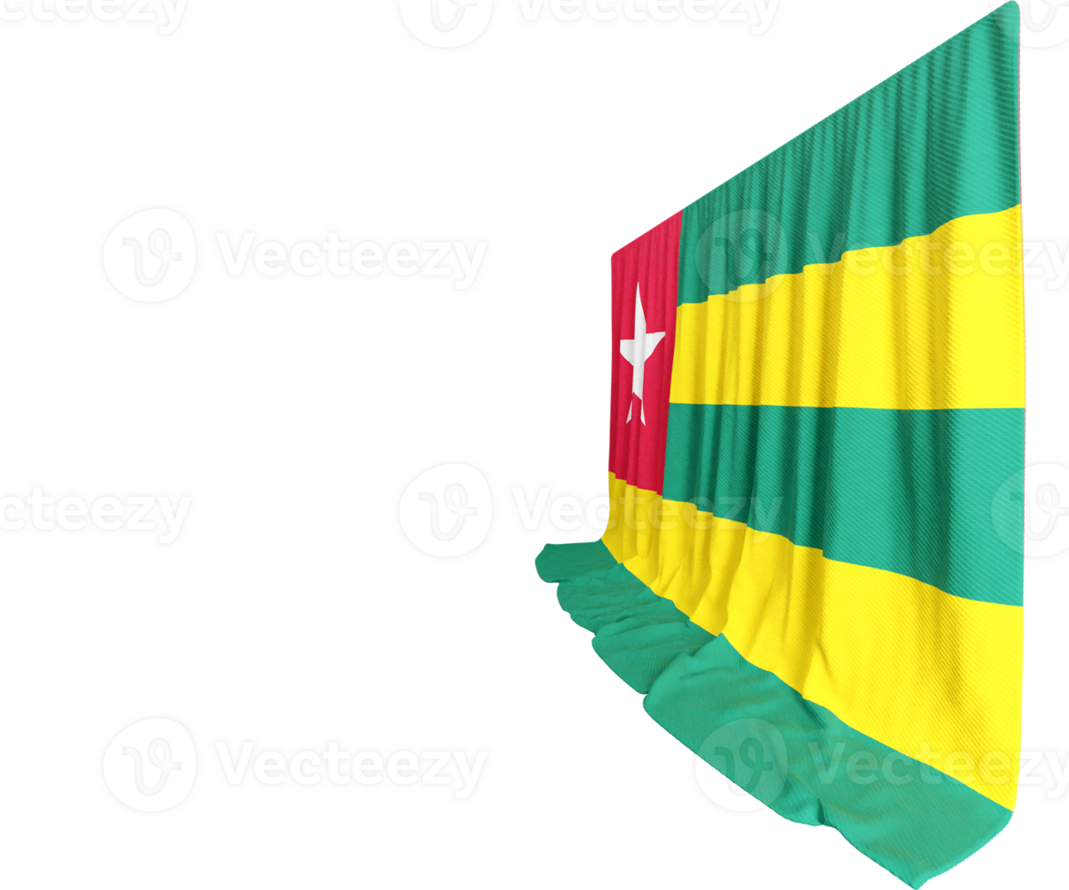 Togo Flag Curtain in 3D Rendering called Flag of Togo png