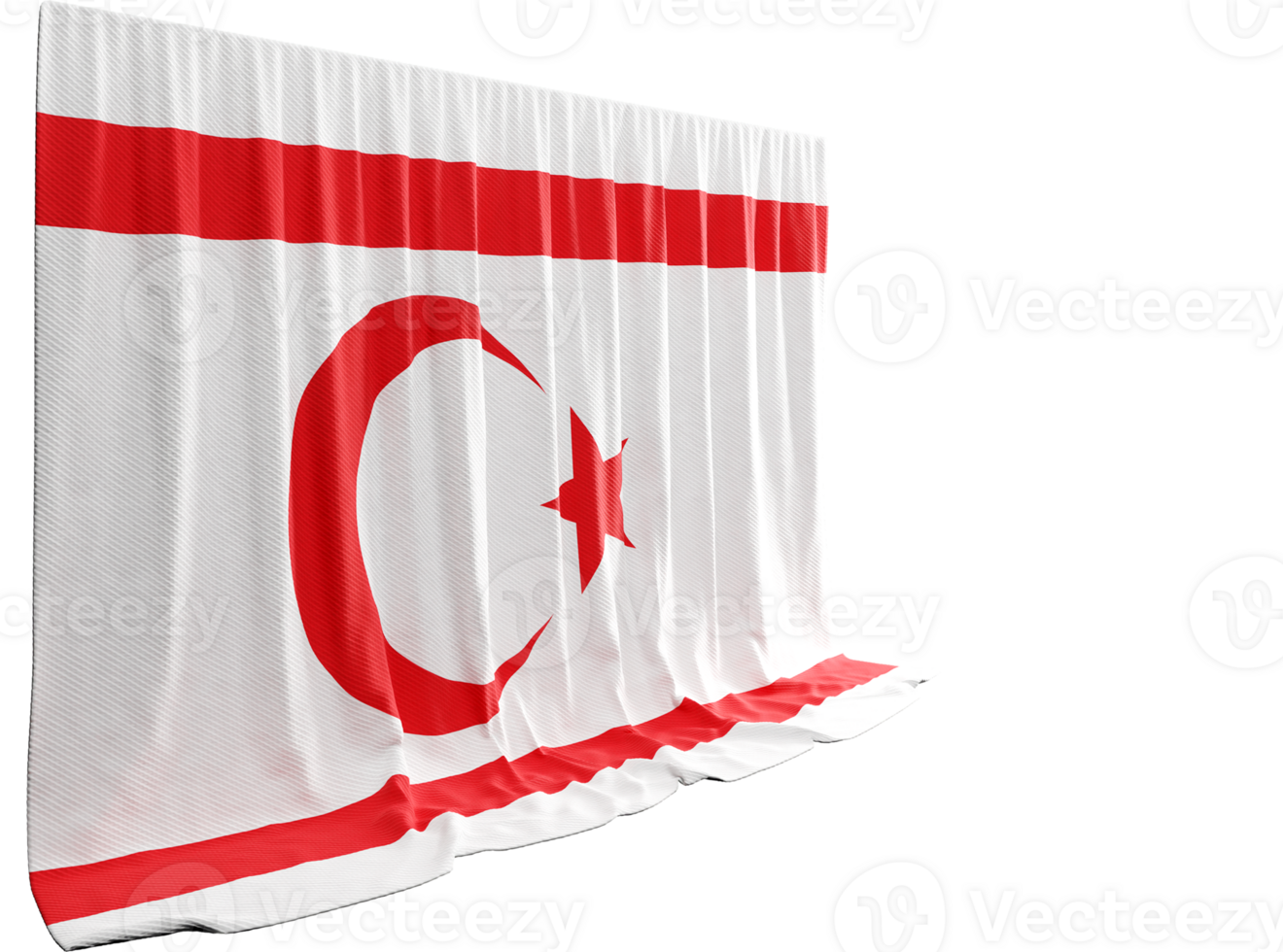 Turkish Republic of Northern Cyprus Flag Curtain in 3D Rendering called Flag of Turkish Republic of Northern Cyprus png
