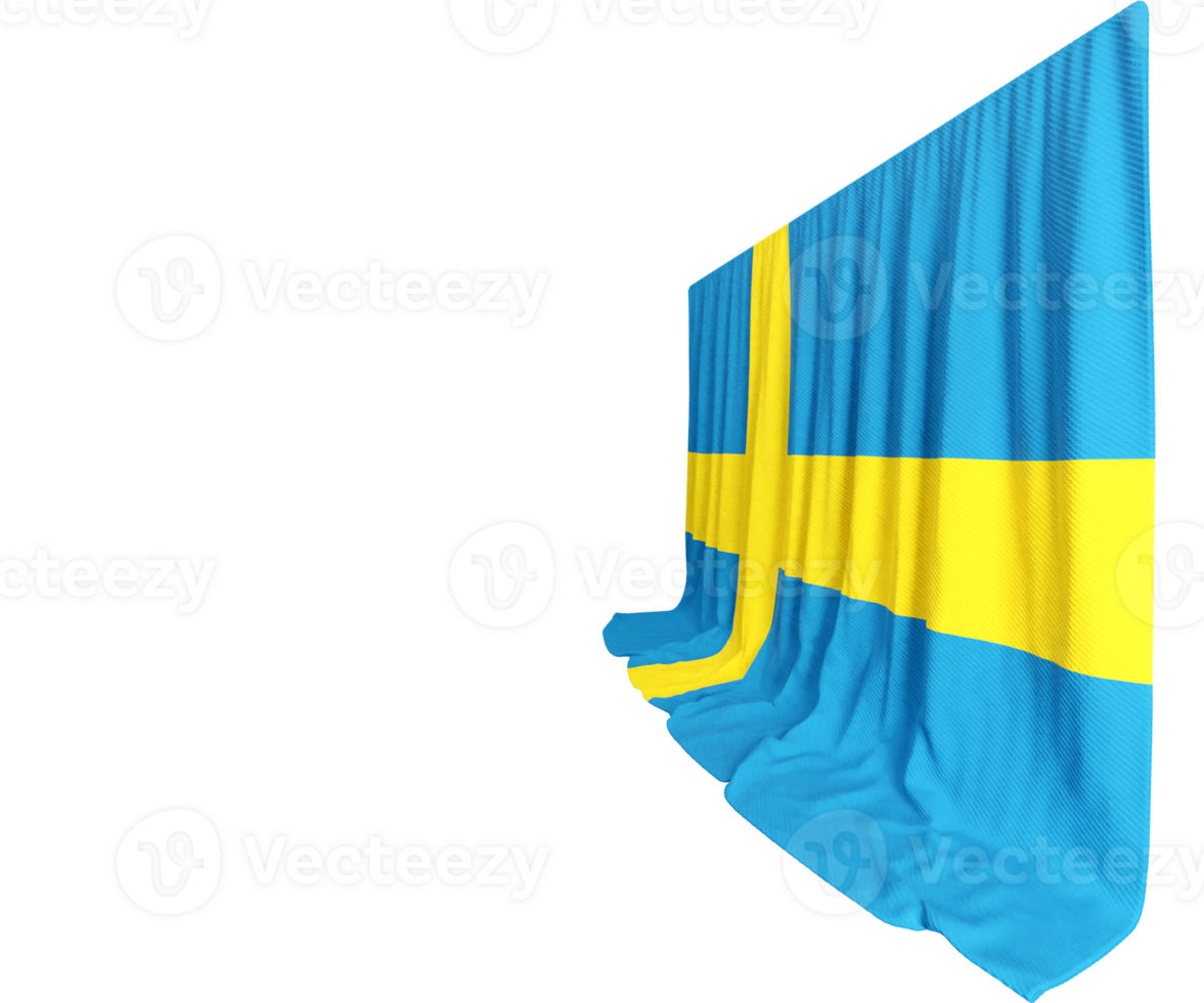 Sweden Flag Curtain in 3D Rendering called Flag of Sweden png